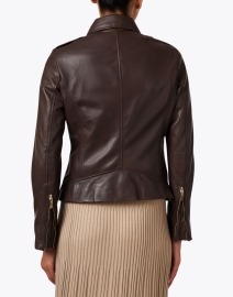 Back image thumbnail - Repeat Cashmere - Brown Leather Moto Jacket