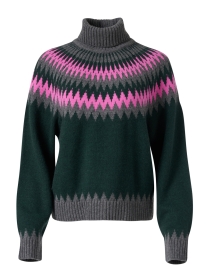 Green and Pink Nordic Wool Cashmere Sweater