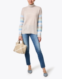 Look image thumbnail - Kinross - Beige Multi Stripe Cashmere Sweater