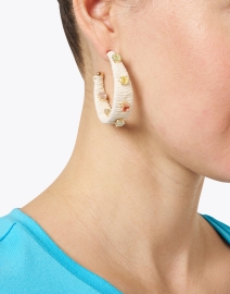 Look image thumbnail - Atelier Mon - Raffia and Stone Hoop Earrings