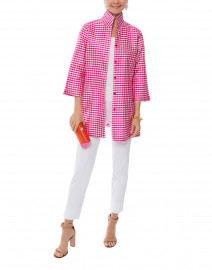 Look image thumbnail - Connie Roberson - Rita Pink and White Gingham Silk Top