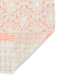 Back image thumbnail - Kinross - Orange and Beige Print Silk Cashmere Scarf