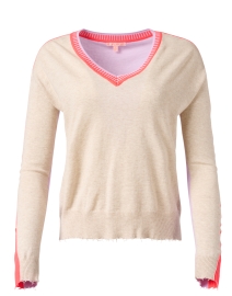 Beige Multi Color Block Cotton Sweater