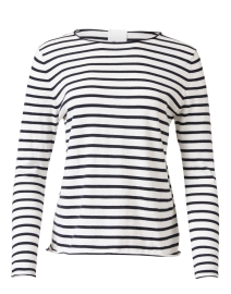 Product image thumbnail - Allude - Navy and White Stripe Cotton Cashmere Sweater