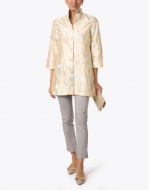Connie Roberson - Rita White Floral Cream Embroidered Silk Jacket 