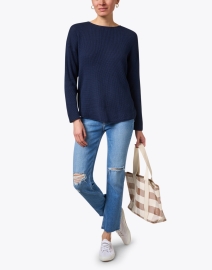 Look image thumbnail - Margaret O'Leary - Navy Waffle Cotton Top