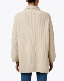 Back image thumbnail - White + Warren - Ivory Quarter Zip Sweater
