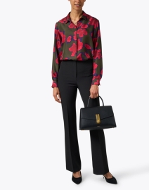 Look image thumbnail - Rosso35 - Green and Red Floral Print Silk Blouse