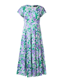 Viaggio Purple and Green Floral Cotton Dress