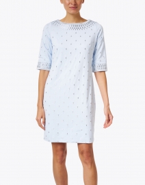 Front image thumbnail - Gretchen Scott - Pale Blue and Silver Embroidered Jersey Dress