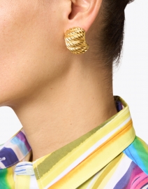 Look image thumbnail - Ben-Amun - Gold Textured Clip-On Stud Earrings