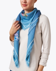 Look image thumbnail - St. Piece - Trinity Blue Floral Wool Cashmere Scarf