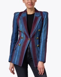Front image thumbnail - Smythe - Multi Stripe Linen Blazer