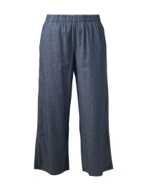 Product image thumbnail - Eileen Fisher - Blue Cotton Twill Cropped Pant