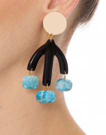 Apatite and Black Horn Clip Earrings