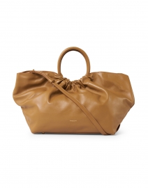 Back image thumbnail - DeMellier - Los Angeles Deep Toffee Smooth Leather Ruched Tote