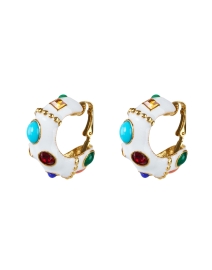 Product image thumbnail - Kenneth Jay Lane - White Multi Stone Hoop Clip Earrings
