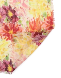 Back image thumbnail - Amato - Zinnia Red Floral Printed Scarf