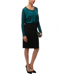 Green Viscose Top with Jersey Back