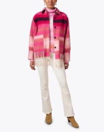 Look image thumbnail - Marc Cain Sports - Pink Striped Wool Coat 