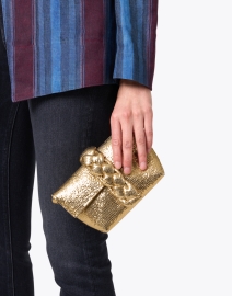 Look image thumbnail - DeMellier - Mini Verona Gold Metallic Leather Braid Clutch