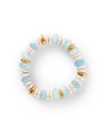 Product image thumbnail - Nest - Aquamarine and Pearl Stretch Bracelet