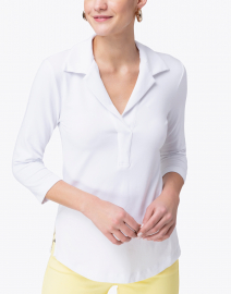 Front image thumbnail - Southcott - White Henley Bamboo-Cotton Top