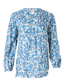 Stephanie Blue and Gold Fleck Floral Top