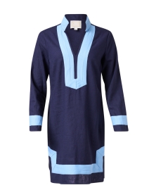 Product image thumbnail - Sail to Sable - Navy Linen Tunic Dress