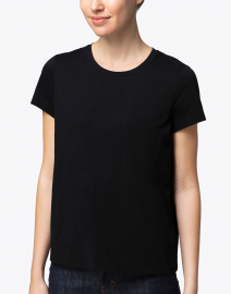 Front image thumbnail - Lafayette 148 New York - The Modern Black Cotton Tee
