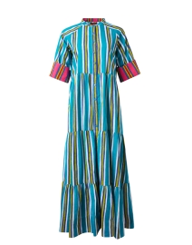 Rambagh Turquoise Multi Stripe Cotton Dress