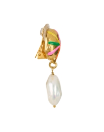 Back image thumbnail - Sylvia Toledano - Gold and Multi Enamel Pearl Drop Earrings