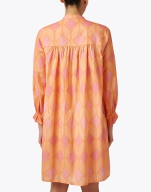 Back image thumbnail - Ro's Garden - Talia Orange and Pink Print Dress
