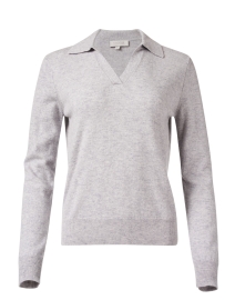 Grey Cashmere Polo Sweater