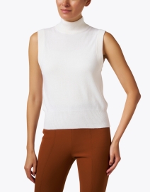 Front image thumbnail - Allude - Ivory Wool Cashmere Turtleneck Top