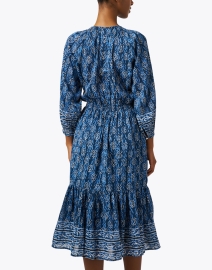 Back image thumbnail - Bell - Courtney Blue Print Cotton Silk Dress
