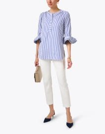 Look image thumbnail - Dovima Paris - Wren Blue and White Stripe Cotton Shirt