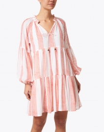 Front image thumbnail - Oliphant - Whistler Coral and White Stripe Dress