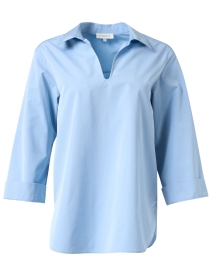 Product image thumbnail - Lafayette 148 New York - Blue Poplin Pullover Top
