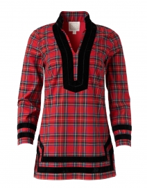 Red and Gold Plaid Cotton Tunic Top