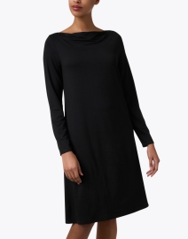 Front image thumbnail - Eileen Fisher - Black Cowl Neck Dress