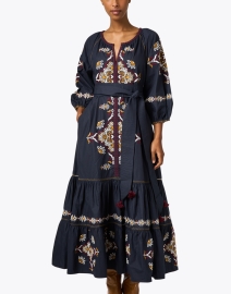 Front image thumbnail - Figue - Johanna Navy Embroidered Cotton Dress