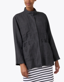Front image thumbnail - Eileen Fisher - Grey Linen Jacket