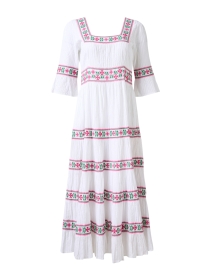 Celine White Embroidered Cotton Dress