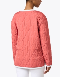 Back image thumbnail - Jane Post - Coral and Blue Reversible Quilted Jacket