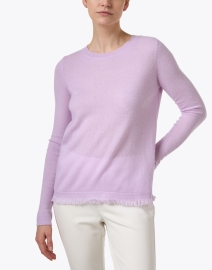 Front image thumbnail - Cortland Park - Lilac Cashmere Fringe Sweater