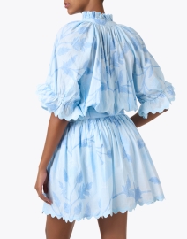 Back image thumbnail - Juliet Dunn - Blouson Blue Floral Print Dress