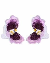 Purple Orchid Flower Stud Earrings
