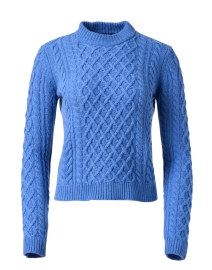 Product image thumbnail - Weekend Max Mara - Tilde Blue Wool Cable Knit Sweater