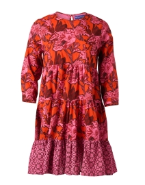 Rene Red Floral Print Cotton Dress